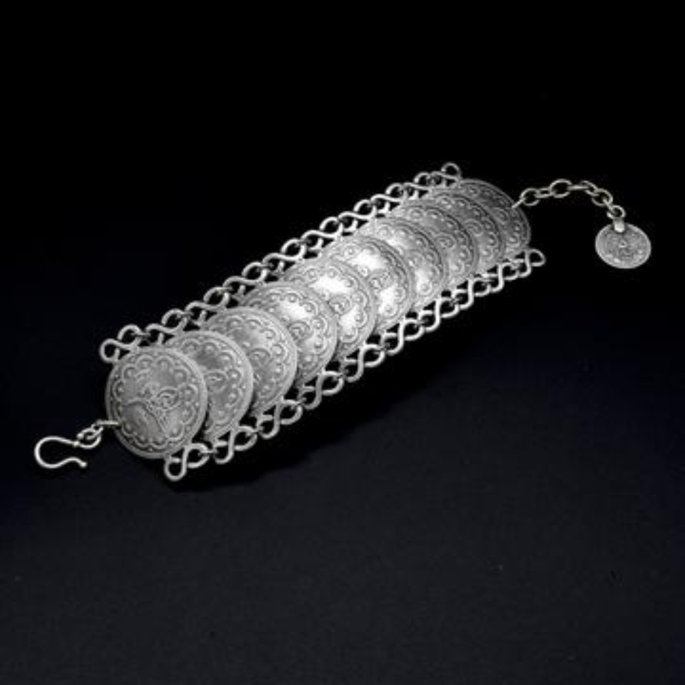 Engraved Pewter Coin Disc Bracelet NWT